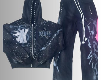 Rhinestone Y2K Tracksuit Set