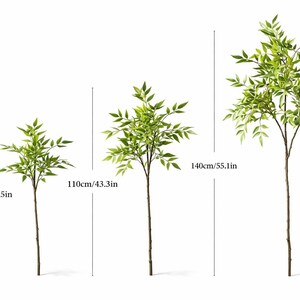 Árbol artificial Nandina de 75-140 cm, planta falsa alta de hojas verdes, ramas, decoración para el hogar y la oficina, interior y exterior, planta artificial sin maceta.