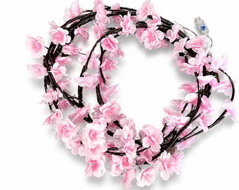 190CM Cherry Blossom LED Branch Lights USB 8 Modes Wall Decor, Pink Sakura Fairy Lights, Bedroom Wedding Romantic Home Decoration