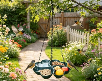 2-in-1 Bird Feeder Waterer, Hanging Garden Bath Combo, Outdoor Water Dish,A gift for Dad