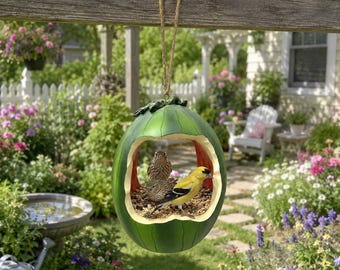 Resin Fruit Bird Feeder, Whimsical Watermelon Garden Decor, Outdoor Hanging Birdhouse