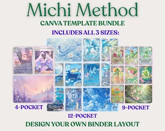 Michi Method Binder Canva Template Bundle | 4, 9, 12 Pocket Layouts | Pokémon Binder | Digital Download