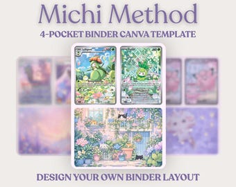 Michi Method 4-Pocket Binder Canva Template | Pokémon TCG Binder Template | Editable Binder Layout | Design Your Own Binder