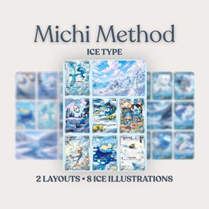 Michi Method Pokémon Ice Type Binder Pack | TCG Pärmlayoutidéer | 2 layouter + 8 utskrivbara bilder | Estetisk pärmuppsättning | Utskrivbar