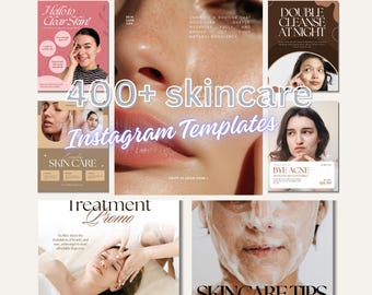 Plantillas de Instagram para cuidado de la piel / Paquete de Canva para redes sociales de belleza (más de 400 publicaciones)