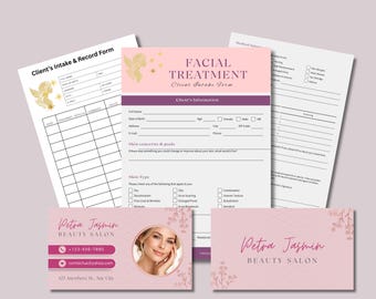Facial treatment consent form, skincare treatment form printable,  Facial Intake Forms, Esthetician Bundle