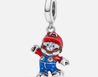 925 Sterling Silver Dangle Charm Super Mario