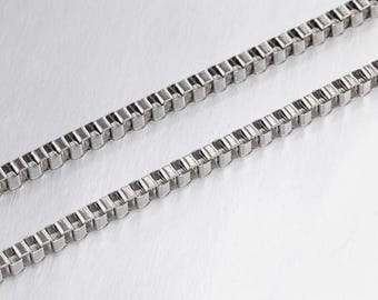 Sterling Silver .925 Chain Necklace Box Link Style 24 inch 2mm