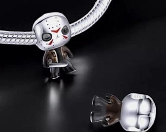 925 Sterling Silver Floating Charm Halloween Movie Jason