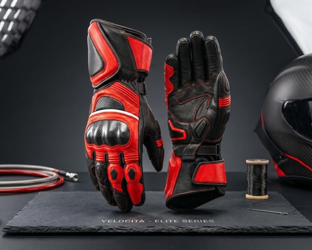 Custom Fit Leather Racing Gloves | Red Black Track Performance ...