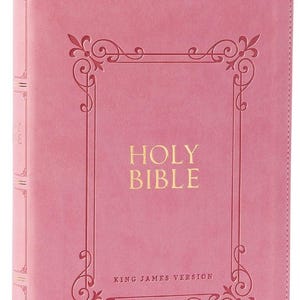 KJV Holy Bible Large Print with 53000 Center Column Cross References Pink Leathersoft