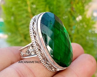 Anello di fidanzamento di design, regali di Natale, gioielli in argento sterling 925 con smeraldo, anello bellissimo, anello molto grazioso,