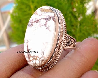 Anello con gemma di turchese naturale Wild Horse, popolare anello in argento sterling 925, anello di fidanzamento, gioiello fatto a mano, regalo di Natale,