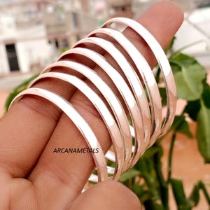 Beautiful Silver Bangle Set, 7 Set Of Bangles, Beautiful Bangle, 925 Silver Sterling Bangle, Plain Bangle, Women Bangles, Anniversary Gift,