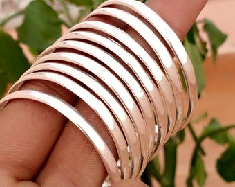 9 Set Of Bangles, Beautiful Bangle, 925 Silver Sterling Bangle, Plain Bangle, Women Bangles, Anniversary Gift, Partywear Bangle, Christmas,