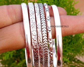 Zestaw 6 srebrnych bransoletek w stylu boho, bransoletki z możliwością łączenia ze sobą