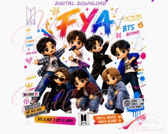Kpop-inspirerad FYA | KPOP Boy Band World Tour-konsert i 3D-stil, fan art PNG | Sublimering, 300 DPI (digital nedladdning) + Pdf och Jpg