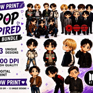 Kpop Boyband inspiriertes Fan Art Bundle (13 PNGs), World Tour Konzert 2026 | Sublimationsaufkleber Cricut Silhouette Schnitt (Digitaler Download)