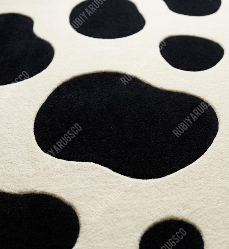 Hand-tufted Black Ivory Pebble Wool Rug, Scandinavian Japandi Area Rug ...