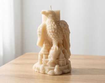 Handmade Eagle Sculptural Pillar Candle Animal Wax Statue Home Decor