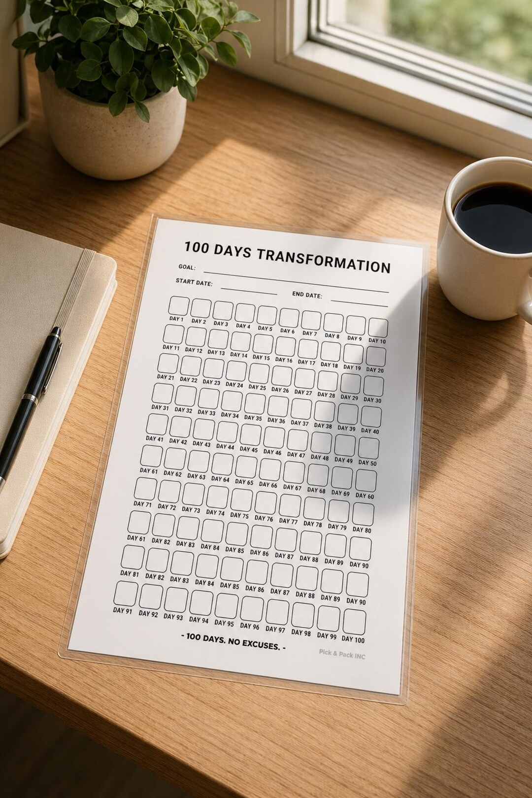100 Day Challenge Habit Tracker Printable — Discipline & Transformation ...