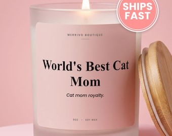 Cat Mom Gift Box, Worlds Best Cat Mom Candle, Feline Parent Present, Kitty Mom Pet Owner, Cat Lover Mother Cat Person Keepsake