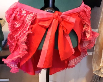 Tie On Ruffle Bustle Plus Size Burlesque Cosplay, Steampunk, Fantasy, Victorian Pink and Sparkle