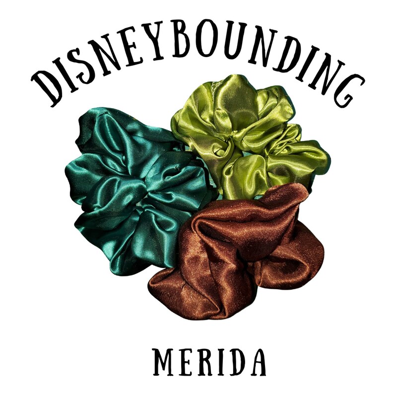 3 Pack Satin Disneybounding Scrunchies Vegan, Cruelty Free, Locally Made MERIDA
