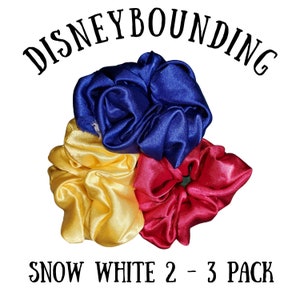 3 Pack Satin Disneybounding Scrunchies Vegan, Cruelty Free, Locally Made Snow White 2