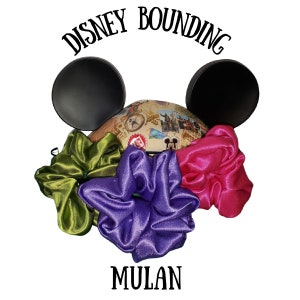 3 Pack Satin Disneybounding Scrunchies Vegan, Cruelty Free, Locally Made MULAN