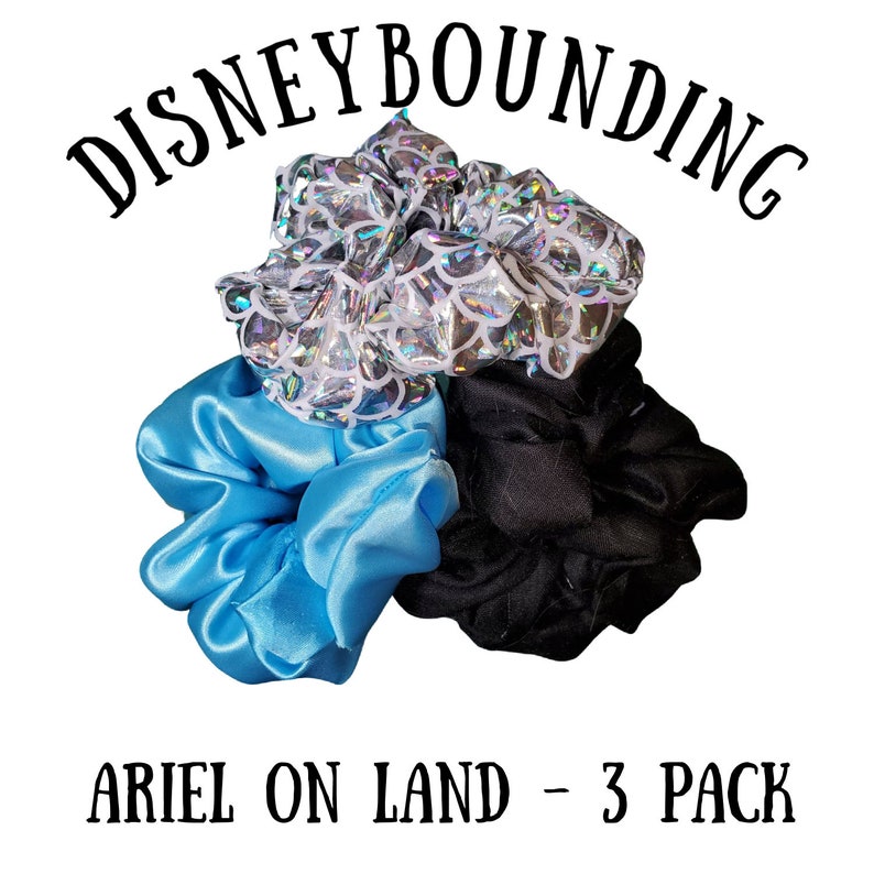 3 Pack Satin Disneybounding Scrunchies Vegan, Cruelty Free, Locally Made Ariel On Land
