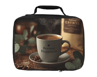 Brewed Happiness Coffee Cup Lunch Bag | Coffee Theme Insulated Lunch Box