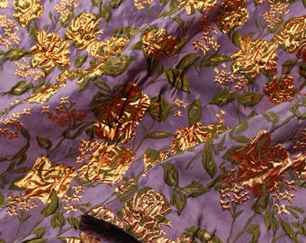 Lustrous Structured Vintage Purple Gold Floral Relief Jacquard Fabric – for Gowns, Jackets & Stage Art