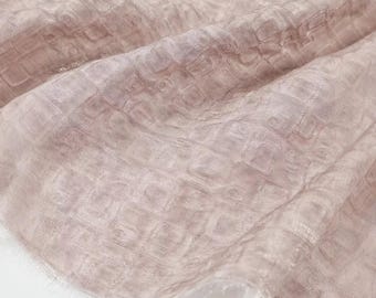 Lustrous Semi-Sheer Light Grey-Pink Tone-on-Tone Geometric Jacquard Tencel Linen Fabric – Draping Matte No Stretch for Blazers & Dresses