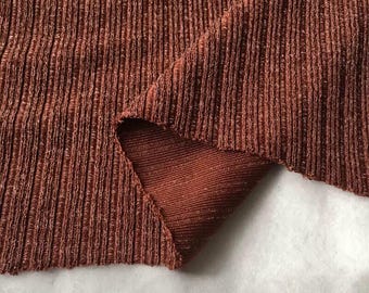Tissu tricot côtelé épais - Mélange texturé deux tons par mètre