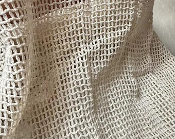 Tissu en coton à mailles carrées ajourées, maille de créateur tissée avec trou de 0,5 cm par mètre pour rideau tunique à faire soi-même