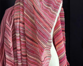 Tissu tricoté à rayures colorées, matériau polyester de style bohème scandinave pour robe ou poncho à faire soi-même