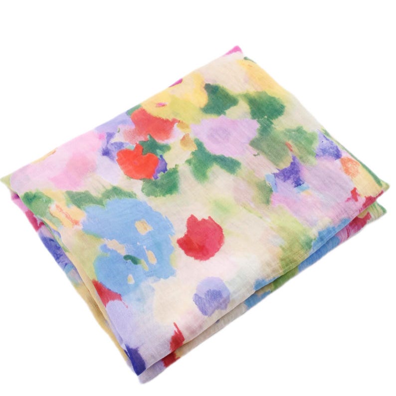 Soft Sheer Rainbow Oil Painting Floral Print Linen Tencel Fabric – Draping No Stretch for Dresses & Kimonos image 8