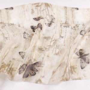 Sheer Coffee Brown Ink Wash Tie-Dye Butterfly Jacquard Tencel Linen Fabric – Light Structure Draping Matte for Kimonos & Dresses image 1