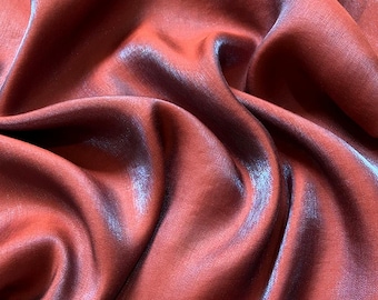 Tejido de mezcla de lino, seda y lúrex, textil de diseño ultrasuave, con caída y brillo.