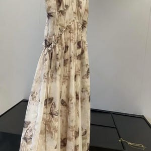 Sheer Coffee Brown Ink Wash Tie-Dye Butterfly Jacquard Tencel Linen Fabric – Light Structure Draping Matte for Kimonos & Dresses image 2