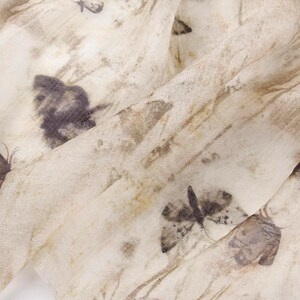 Sheer Coffee Brown Ink Wash Tie-Dye Butterfly Jacquard Tencel Linen Fabric – Light Structure Draping Matte for Kimonos & Dresses image 4