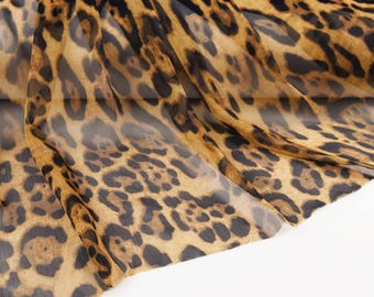 Sheer Draping Brown Leopard Print Crepe Georgette Fabric – Soft Skin-Friendly for Kimonos & Dresses