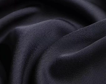 Tela de satén negro puro antiarrugas, tejido suave de diseño, traje de bata de costura
