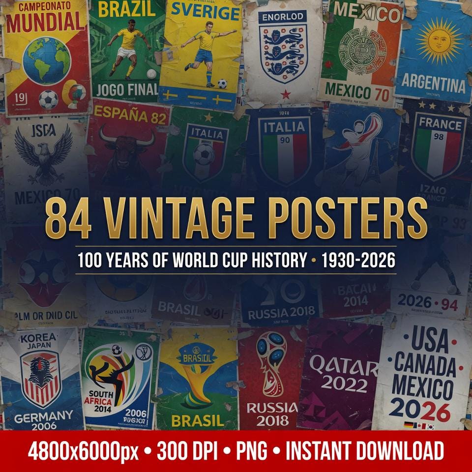 Vintage Fifa World Cup Posters 1930-2026 | Retro FIFA Football Art ...