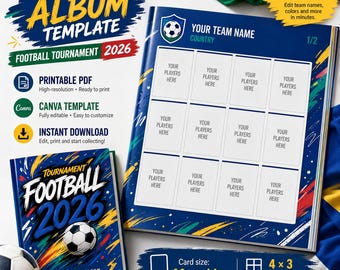 Álbum de figurinhas personalizado da Copa do Mundo FIFA 2026 em PDF | Modelo Panini no Canva
