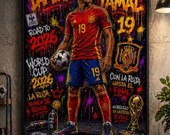 Pôster Laminado Yamal | Arte de Futebol da Copa do Mundo de 2026 na Espanha (Download Digital)