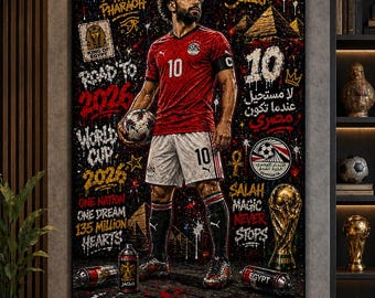 Pôster de arte de rua de Mohamed Salah no Egito | Rumo à Copa do Mundo de 2026 (Download Digital)