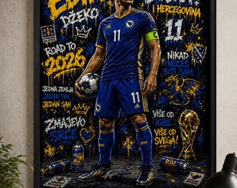 Pôster de Edin Dzeko | Arte de Futebol da Copa do Mundo de 2026 (Download Digital)