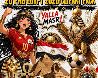Imagens PNG de futebol egípcio, Copa do Mundo dos Faraós 2026, Pacote de Futebol Yalla Masr (20 arquivos)